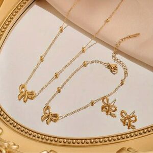 18k gold plated Bow Jewelry Set